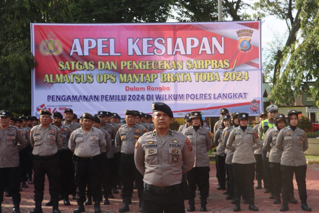 Polres Langkat Laksanakan apel kesiapan Satgas dan Cek SarprasAlmatsus