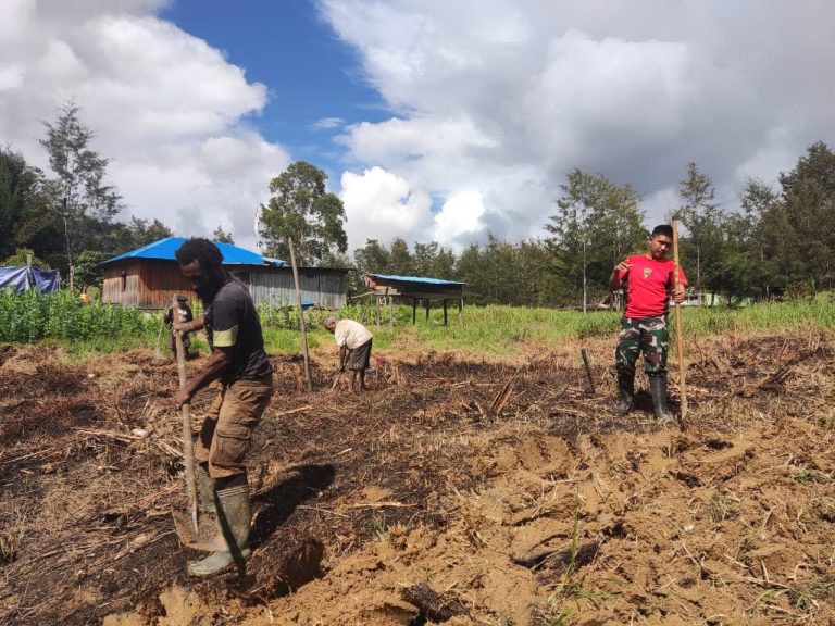 Satgas Yonif 721Makkasau Ajak Warga Manfaatkan Lahan Kosong