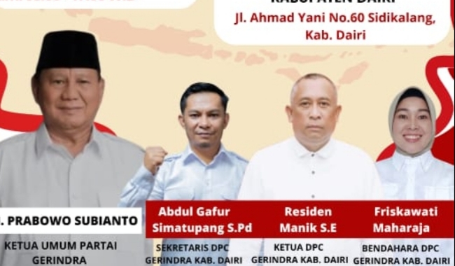 Partai Gerindra Kabupaten Dairi Umumkan 10 Bacakada Resmi