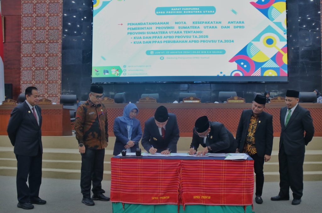 Pemprov dan DPRD Sumut Tanda Tangani KUA PPAS R-APBD 2025 dan P-APBD 2024