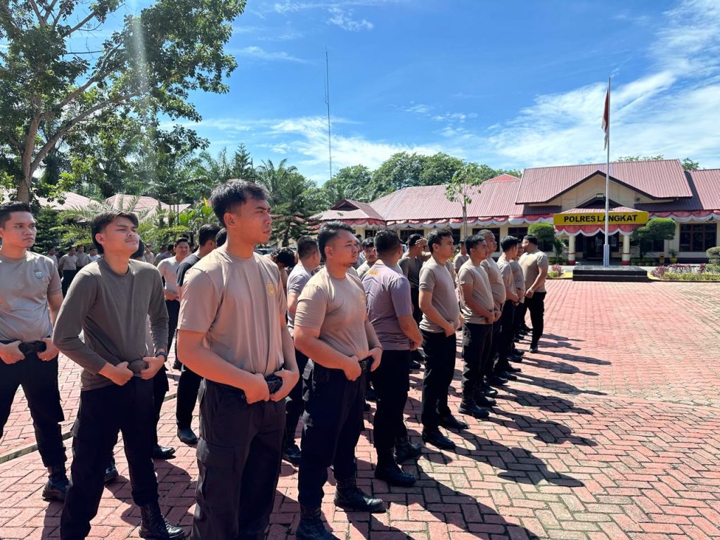 Sat Samapta Polres Langkat Gelar Latihan Dalmas Dalam Rangka Ops Mantap Praja Tahun 2024