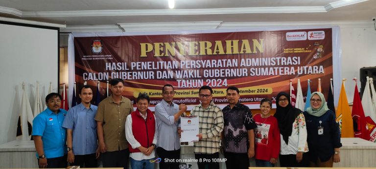 KPU Sumut Serahkan Hasil Penelitian Syarat Administrasi Paslon