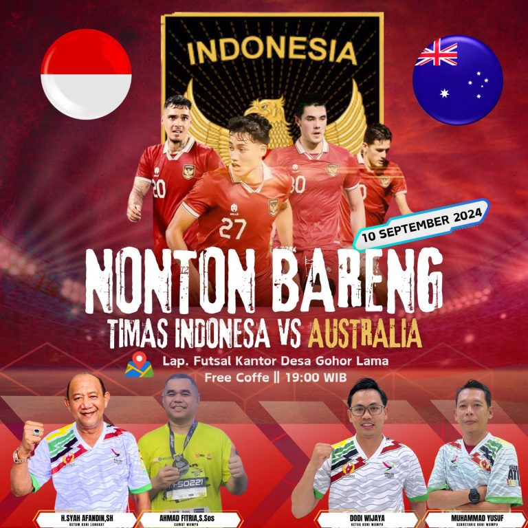 Koni Wampu Gelar Nobar Timnas Indonesia VS Australia