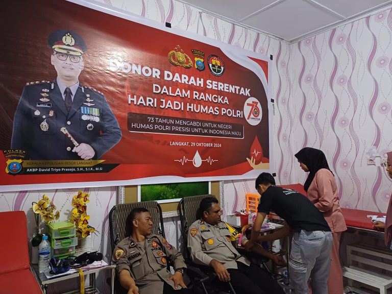 Polres Langkat laksanakan Donor Darah di Hari Jadi Humas Polri