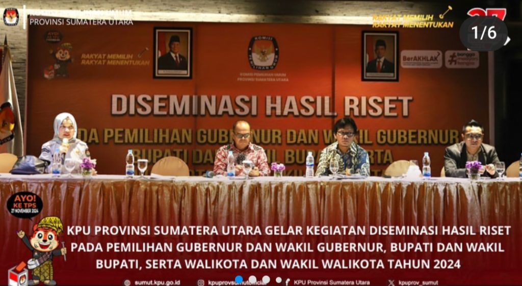 Diseminasi Hasil Riset pada Pilkada Serentak 2024 di Sumut Berjalan Lancar