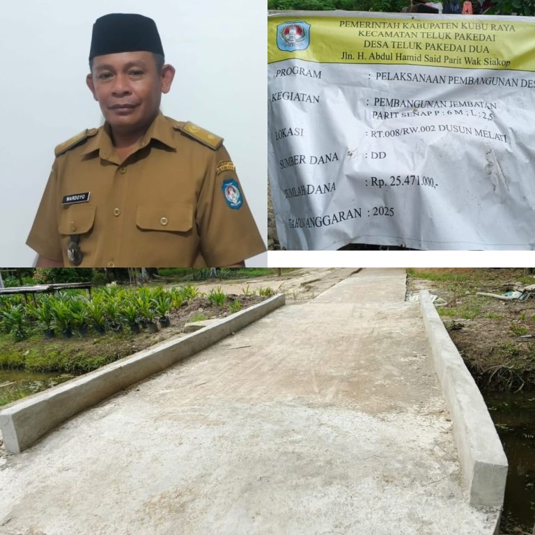 Pemdes Teluk Pakedai Dua Bangun 9 Jembatan dan Jalan Rabat