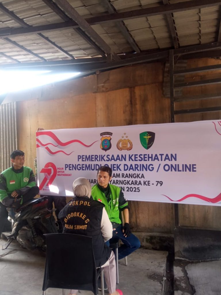 Polres Langkat Gelar Pemeriksaan Kesehatan Gratis bagi Pengemudi Ojek Online