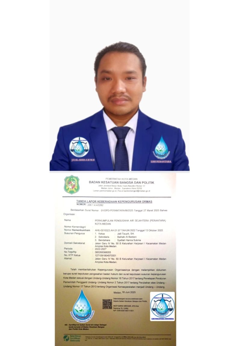 DPD PERANTARA Kota Medan Secara Resmi Sudah terdaftar di KESBANGPOL Kota Medan