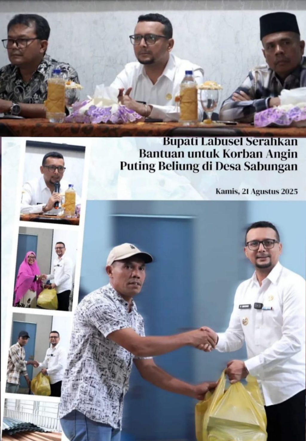 Korban Angin Puting di Sabungan Terima Bantuan dari Bupati Labusel