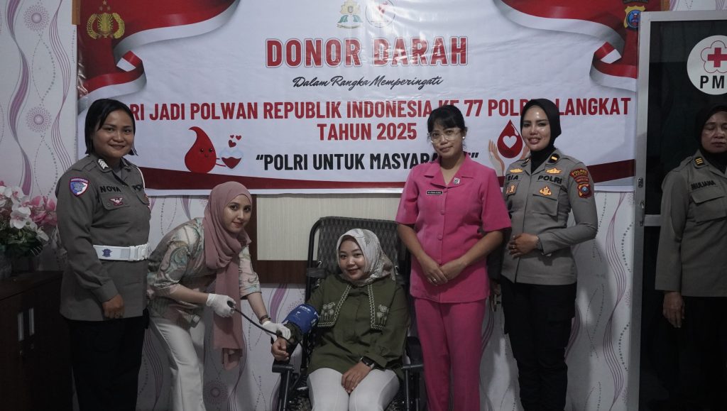 Polwan Polres Langkat Gelar Donor Darah Sambut HUT Polwan ke-77
