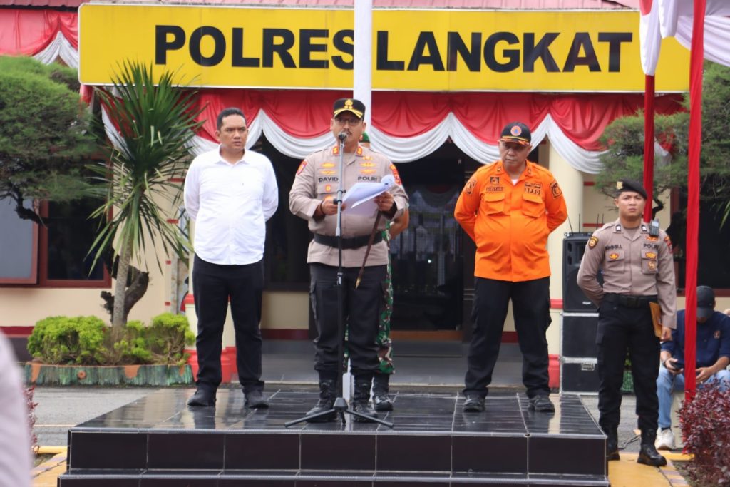 Kapolres Langkat Pimpin Apel Gelar Pasukan Kesiapan Tanggap Darurat Bencana