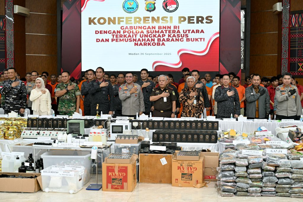 Wagub Sumut Turut Musnahkan Barang Bukti Narkoba 1,7 Ton di Polda Sumut